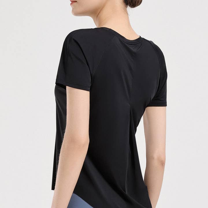 ELKLENS – wholesale Athletic top – Women′s – Loose Cool Feel Yoga Clothing Ruched Back Fitness Clothing2