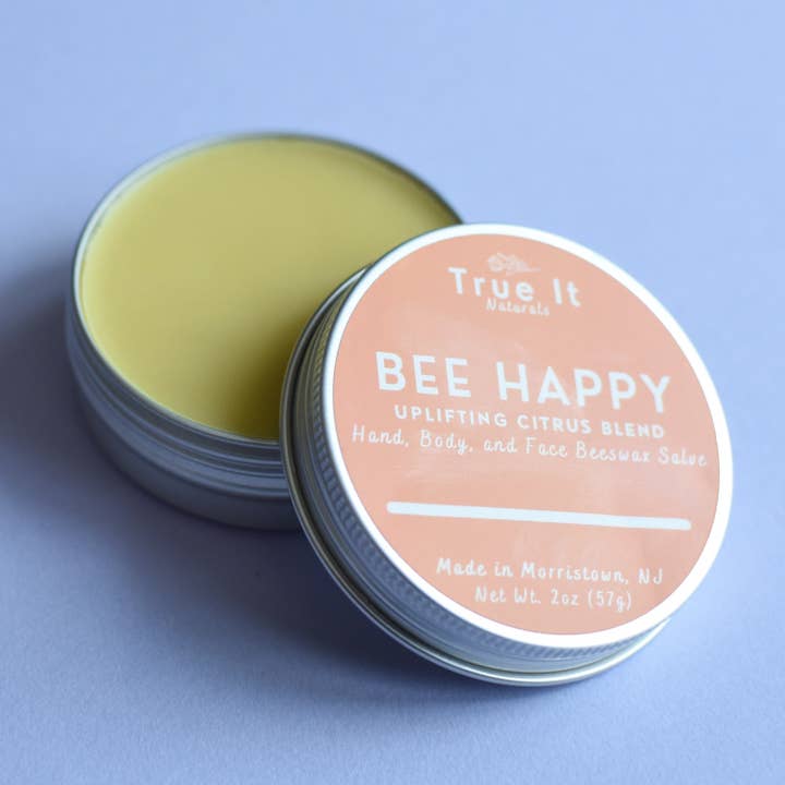 True It Naturals – wholesale Läkande salva/balsam/kräm – Citrus lokal ekologisk bivaxsalva - Bee Happy - 2 oz