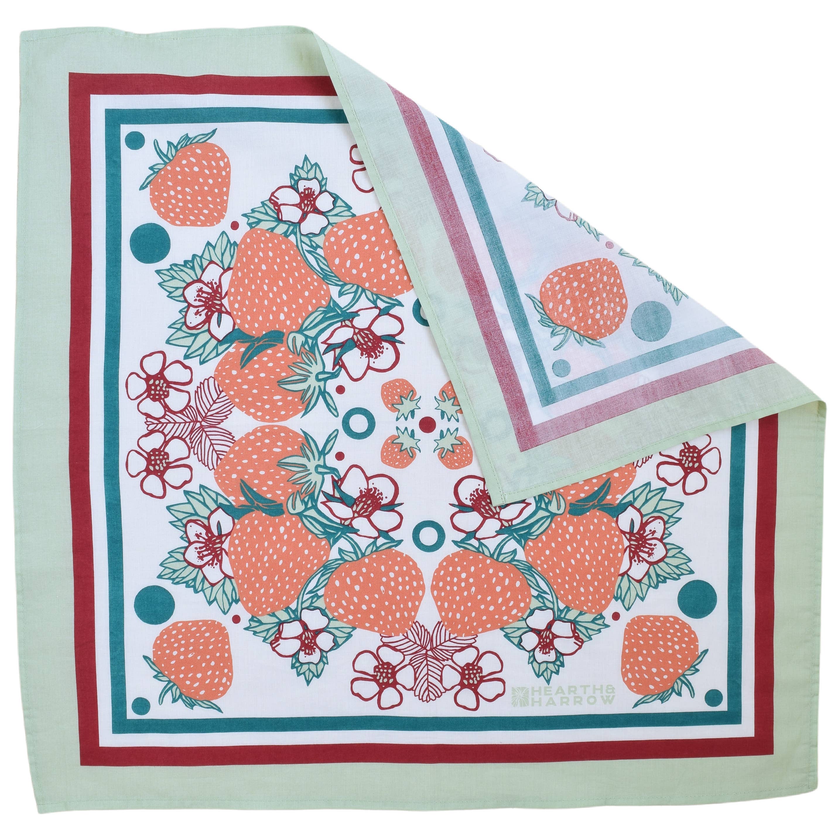 Hearth and Harrow - Wholesale Bandana - Uniseks - Strawberry Patch Bandana - 100% katoen - met de hand bedrukt1