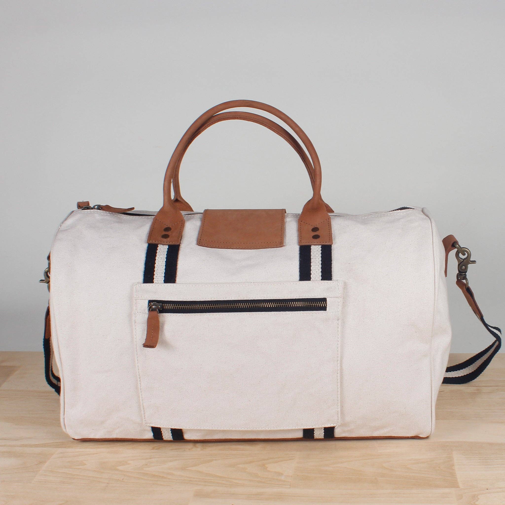 ShoreBags - Vente Sac de voyage – unisexe - Sac de voyage en toile de coton brut et cuir avec pochette pour trolley1