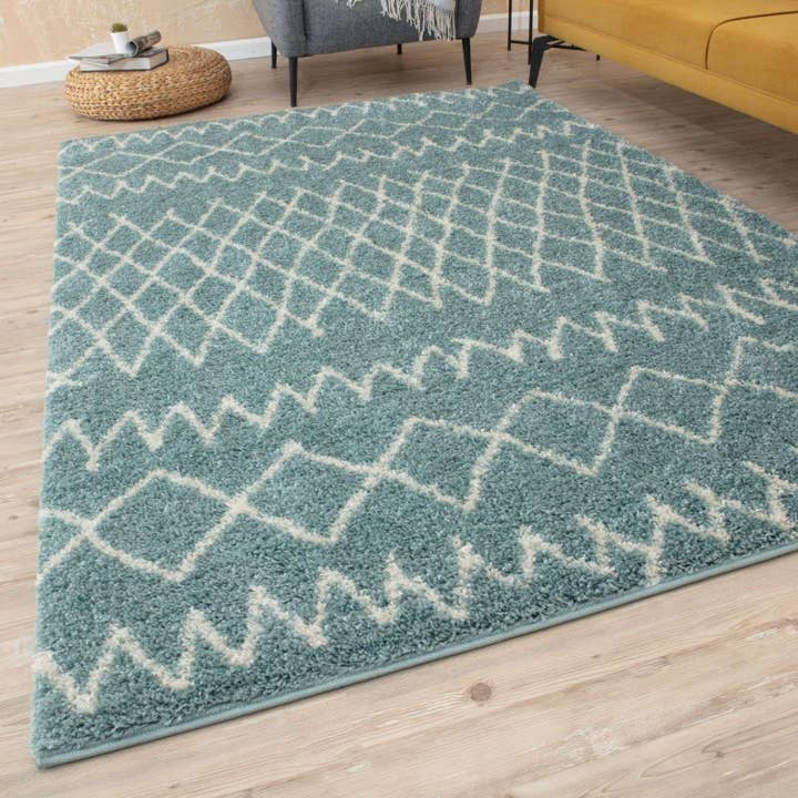 THE RUGS – wholesale Area rug – Moroccan Duck Egg Blue Shaggy Rug | 9507
