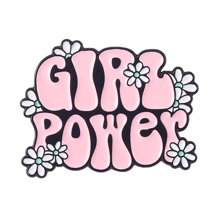 Girl Power Flower Enamel Pin for wholesale by Kismet Showroom