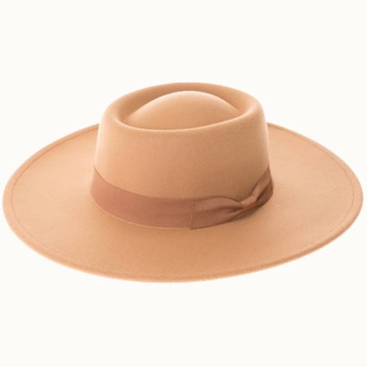 Olive & Pique - Wholesale Boater Hat - Women's - Wide Brim Gambl Boater Hat, Vegan Felt, Adjustable1