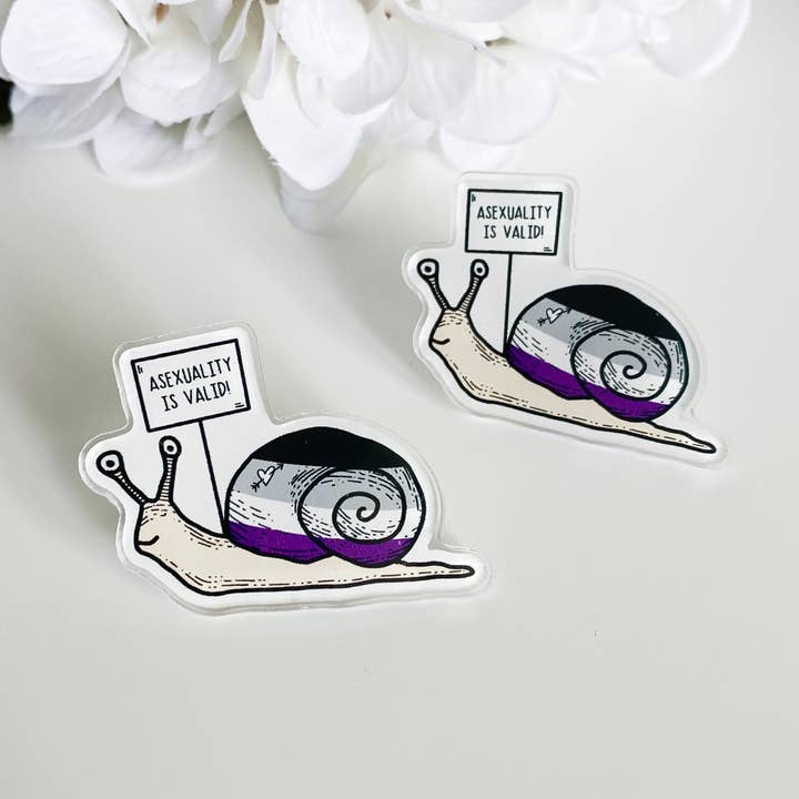 Pin de caracol con mensaje «Asexualidad es válida» para venta al por mayor de Daisy Buffet