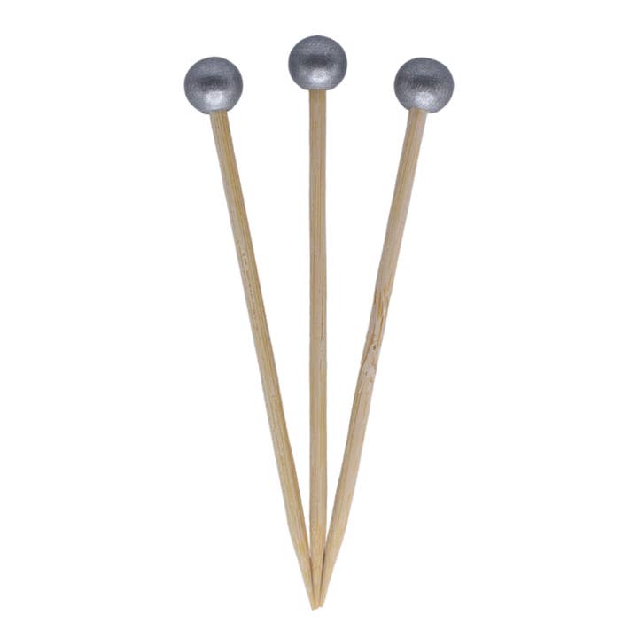 3.5" Cocktail & Appetizer Picks - Silver Ball - 400 Ct Bulk for wholesale by Sweet Divide