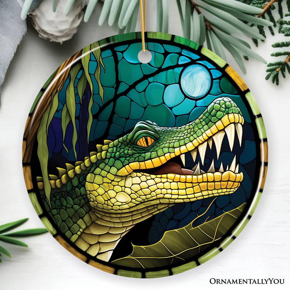 OrnamentallyYou - Wholesale Ornament - Artistic Wetlands Alligator Ceramic Ornament0