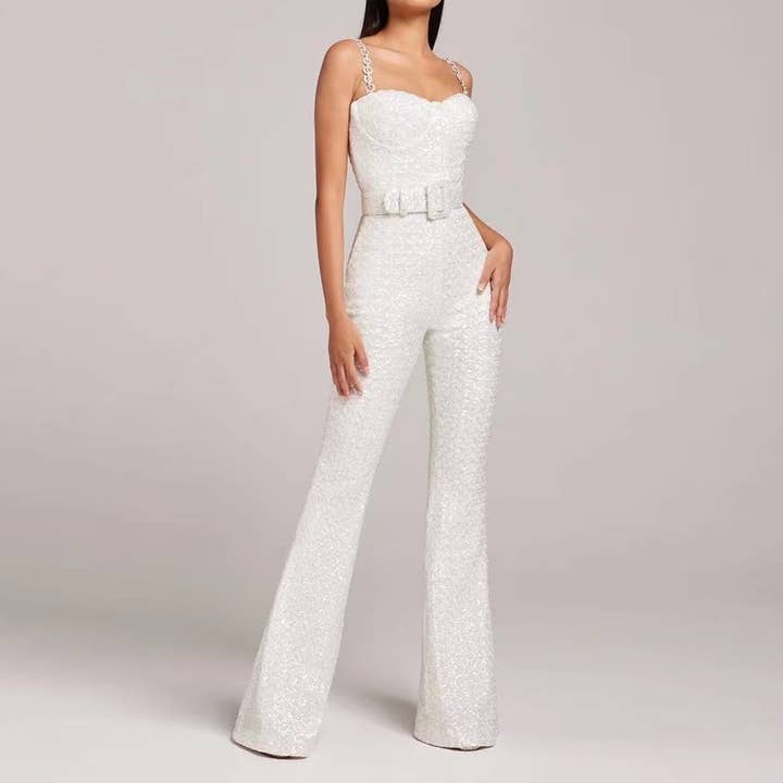 Gold JP012 Eleganter Overall mit Pailletten - Sommer-Chic für den Großhandel auf Faire