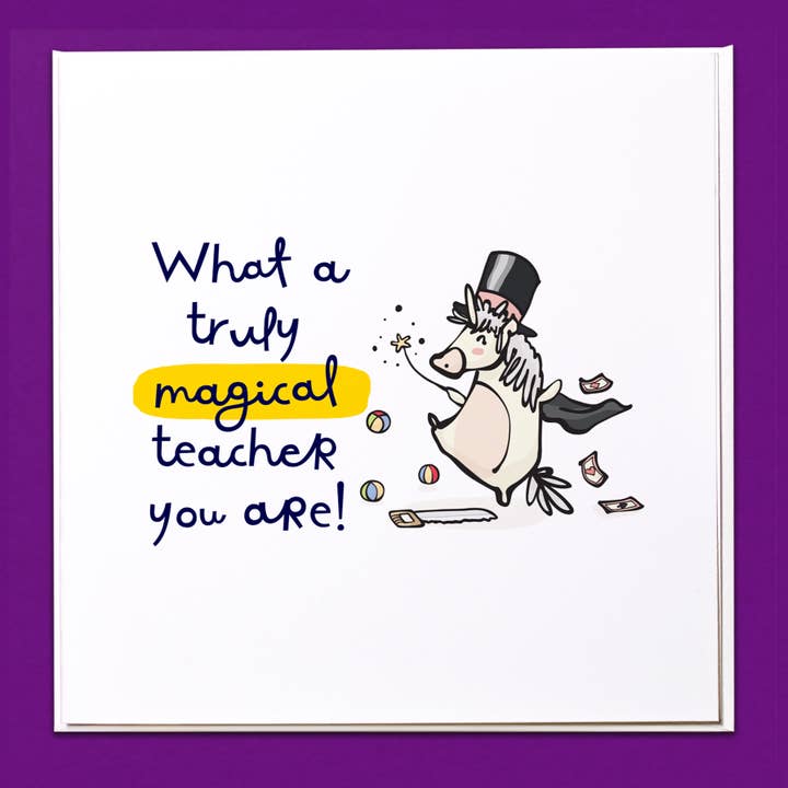 Quel enseignant vraiment magique vous êtes ! Carte de vœux pour la vente par The Crafty Giraffe