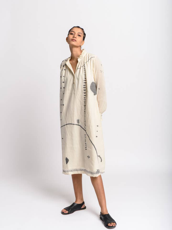 Abstract flared dress for wholesale by World of Crow llc