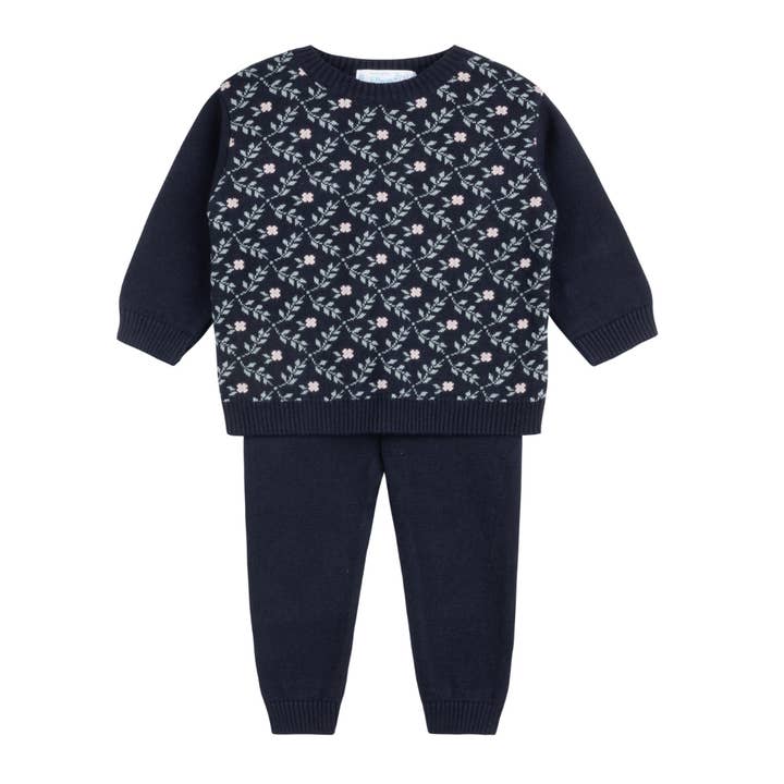 Baby & Toddler Girls Floral Vine Jacquard Knit Set for wholesale by Feltman Brothers