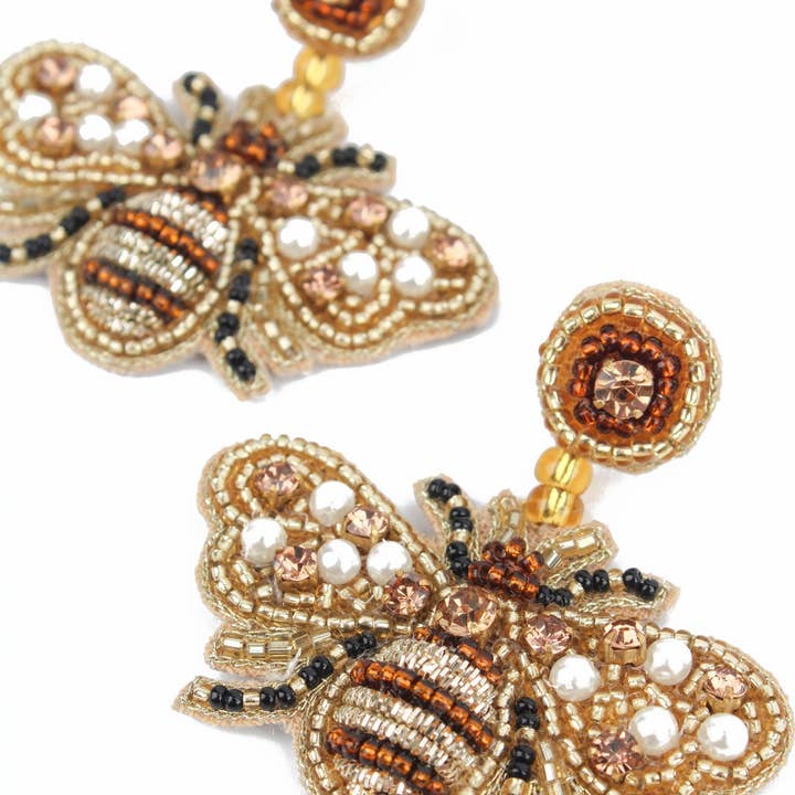 My Doris – wholesale Dangle earrings – GOLD BEADED BEE DROPS1