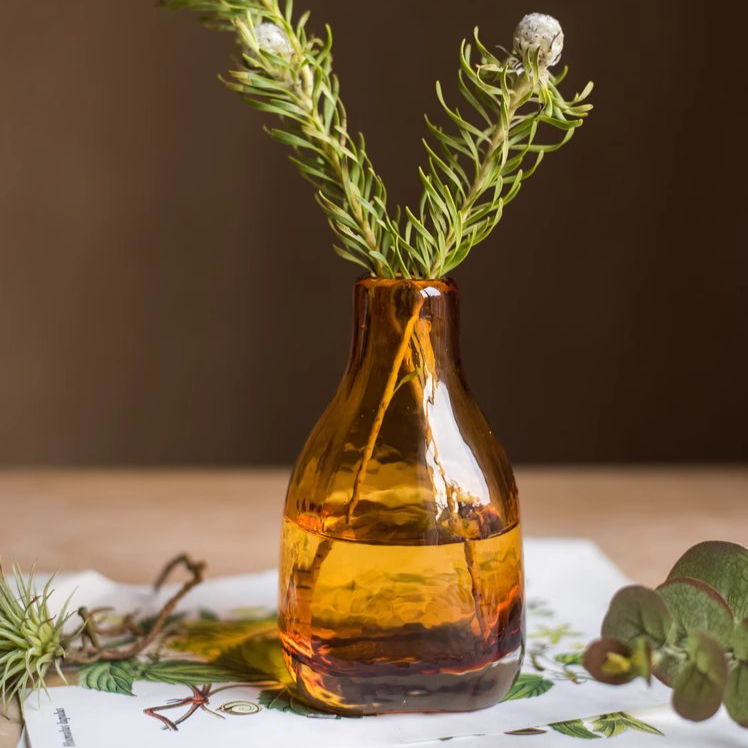 Rustic Reach - Wholesale Vase - Amber Handblown Glass Bottle6