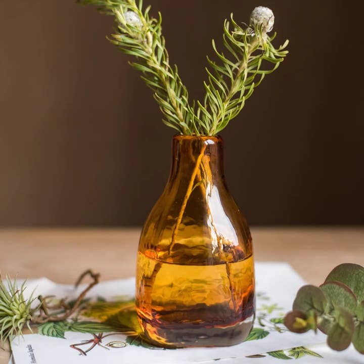 Rustic Reach - Wholesale Vase - Amber Handblown Glass Bottle6
