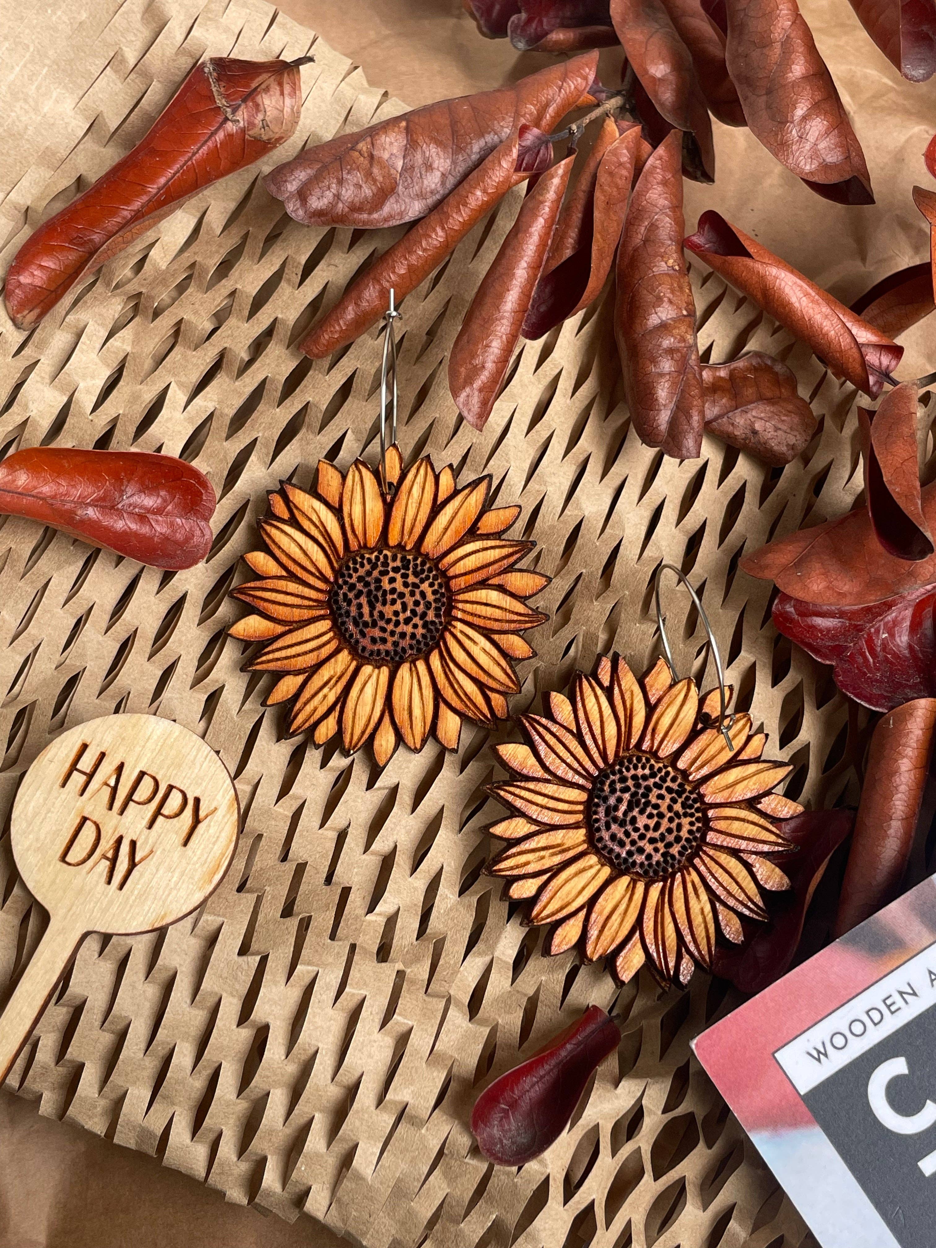 lovelevel – wholesale Dangle earrings – Natural Wood Earrings | SUNFLOWER9