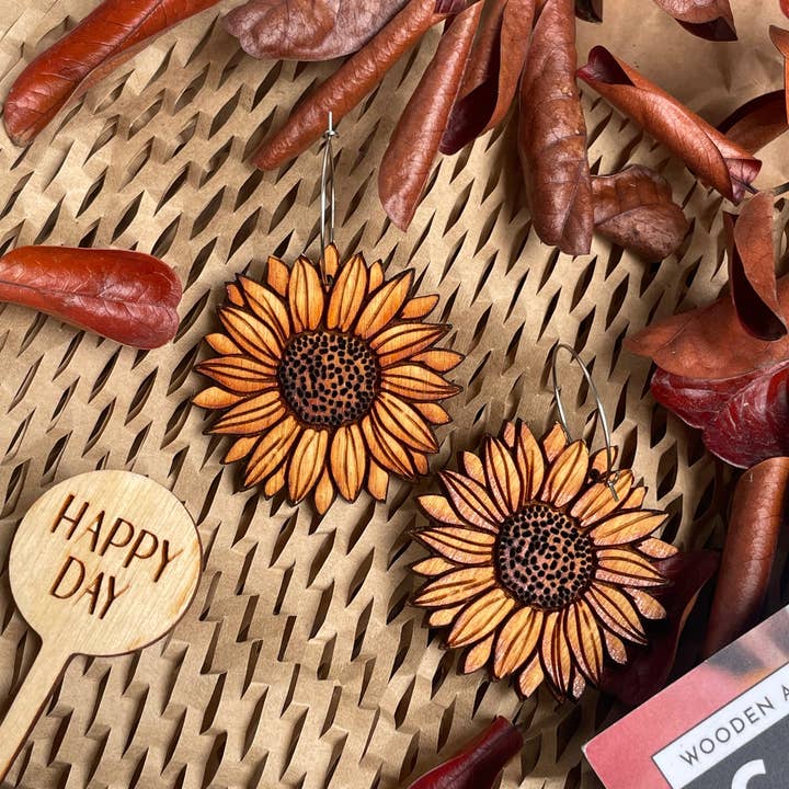 lovelevel – wholesale Dangle earrings – Natural Wood Earrings | SUNFLOWER9