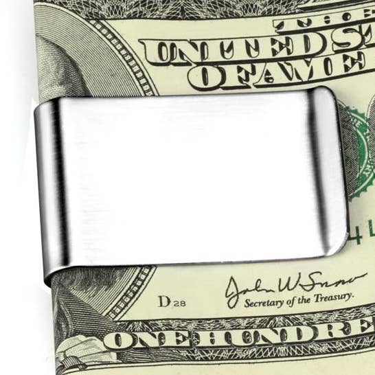 LO3380 - High polished (no plating) Stainless Steel Money clip with No Stone for wholesale by Alamode