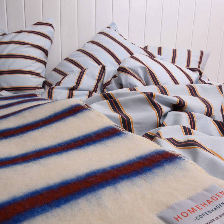 HOMEHAGEN - Wholesale Bedding Set - Cotton percale Bedding set- Blue dobby stripe3