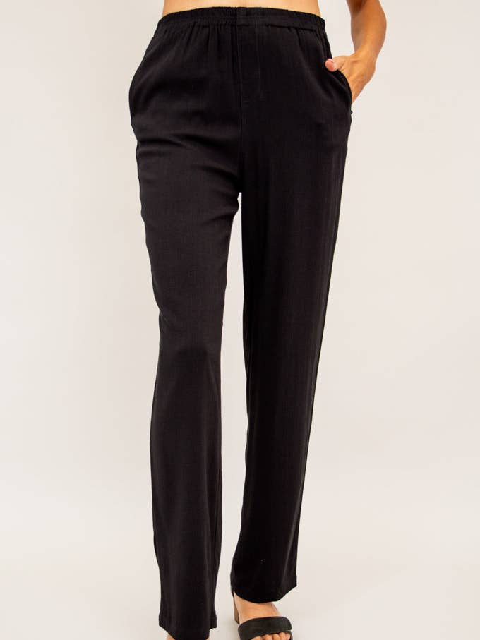 Pantalone Bella, Nero, Lino Bamboo per la vendita all'ingrosso da parte di Blue Sky Clothing Co LLC