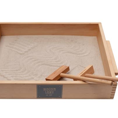 Wooden Story Sp. z o.o. - Wholesale Wood Toy - Kids - Large sand writing tray + accessories -sensory toy2