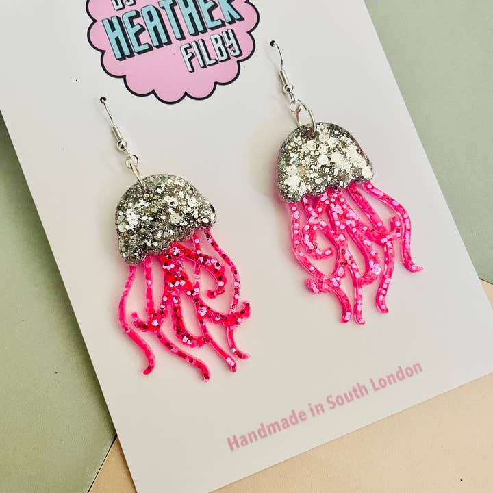 By Heather Filby – wholesale Dangle earrings – JellyFish Glitter Earrings (MORE COLOURS) - Best Seller23