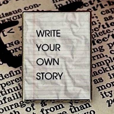 Write your own story enamel pin, gift for writers, teachers for wholesale by The Storyline Styles
