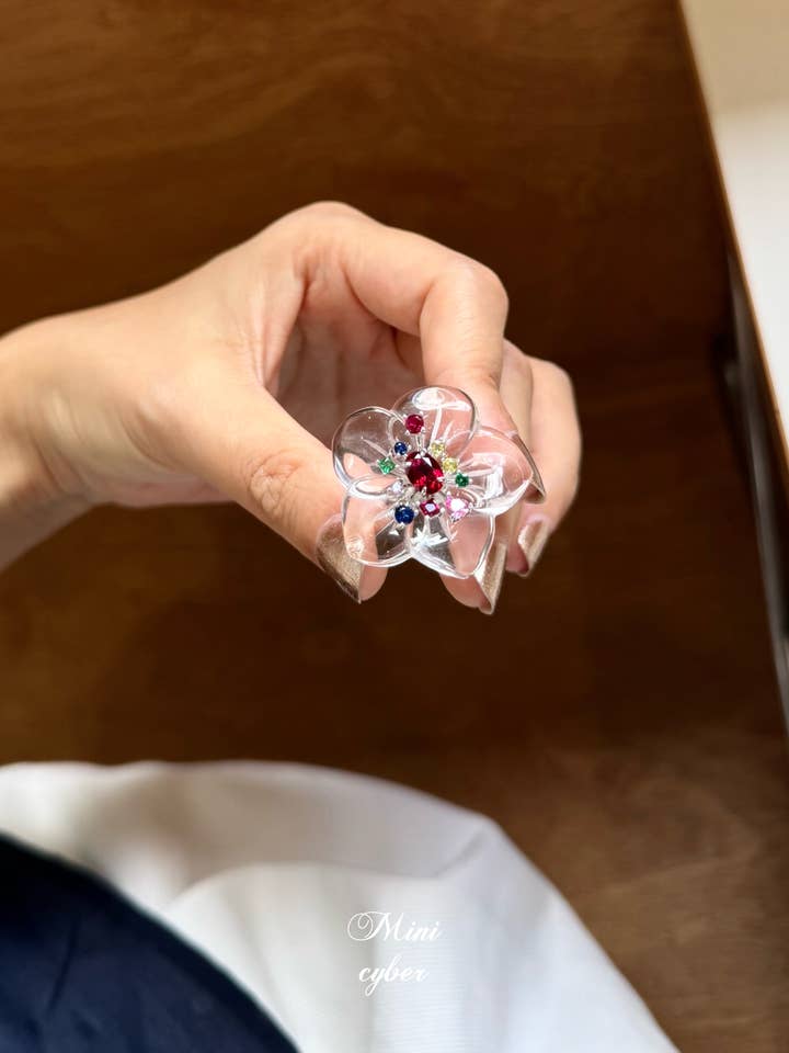 Anel Arco-Íris de Cristal Florido por atacado de MINICYBER STUDIO