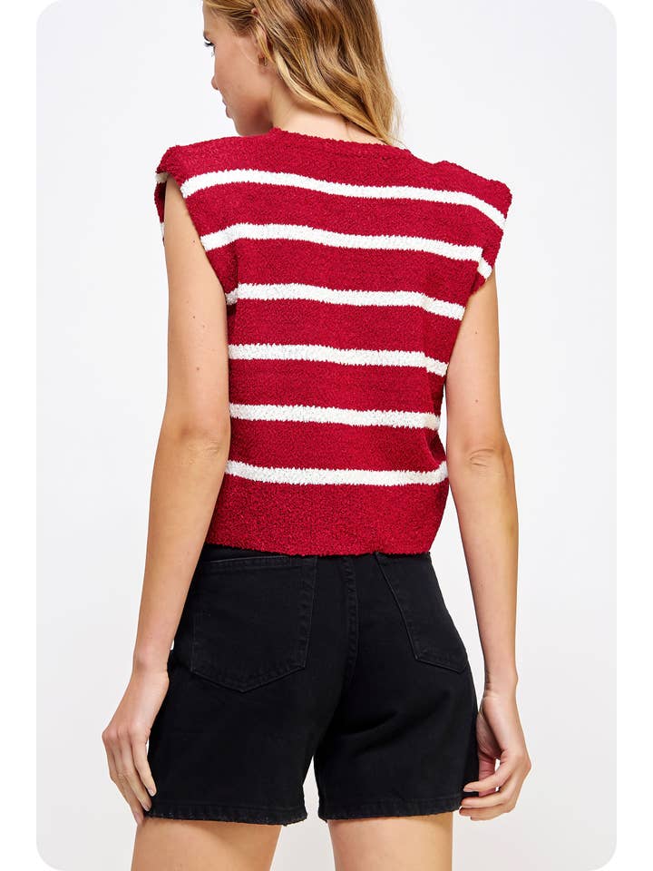 Strut & Bolt - Wholesale Tank Top - Women's - Shoulder Pad Sleeveless Textured Striped Knit Top8