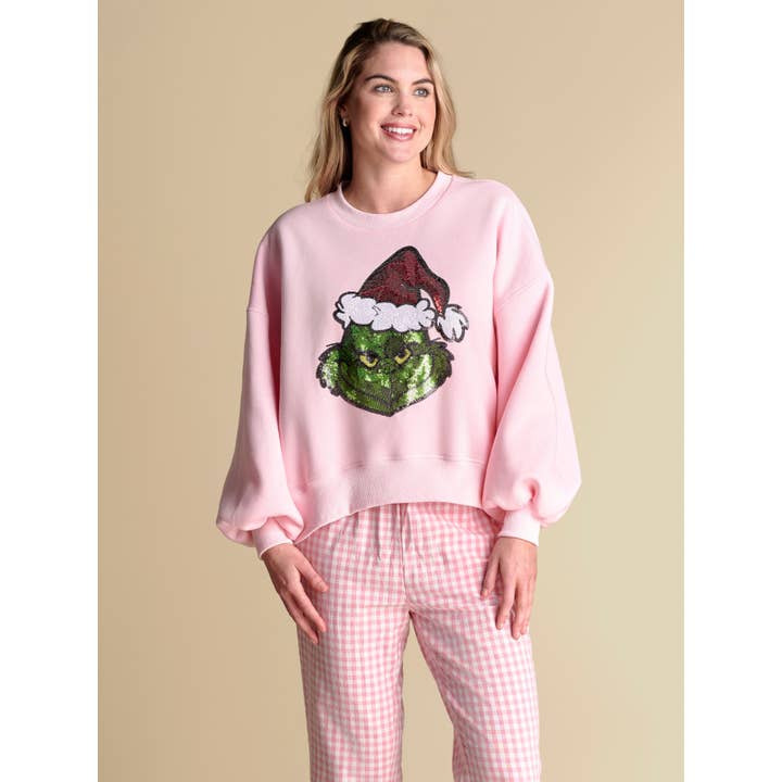 Le Pull à Manches Ballon à Sequins Grinch pour la vente par Stewart Simmons