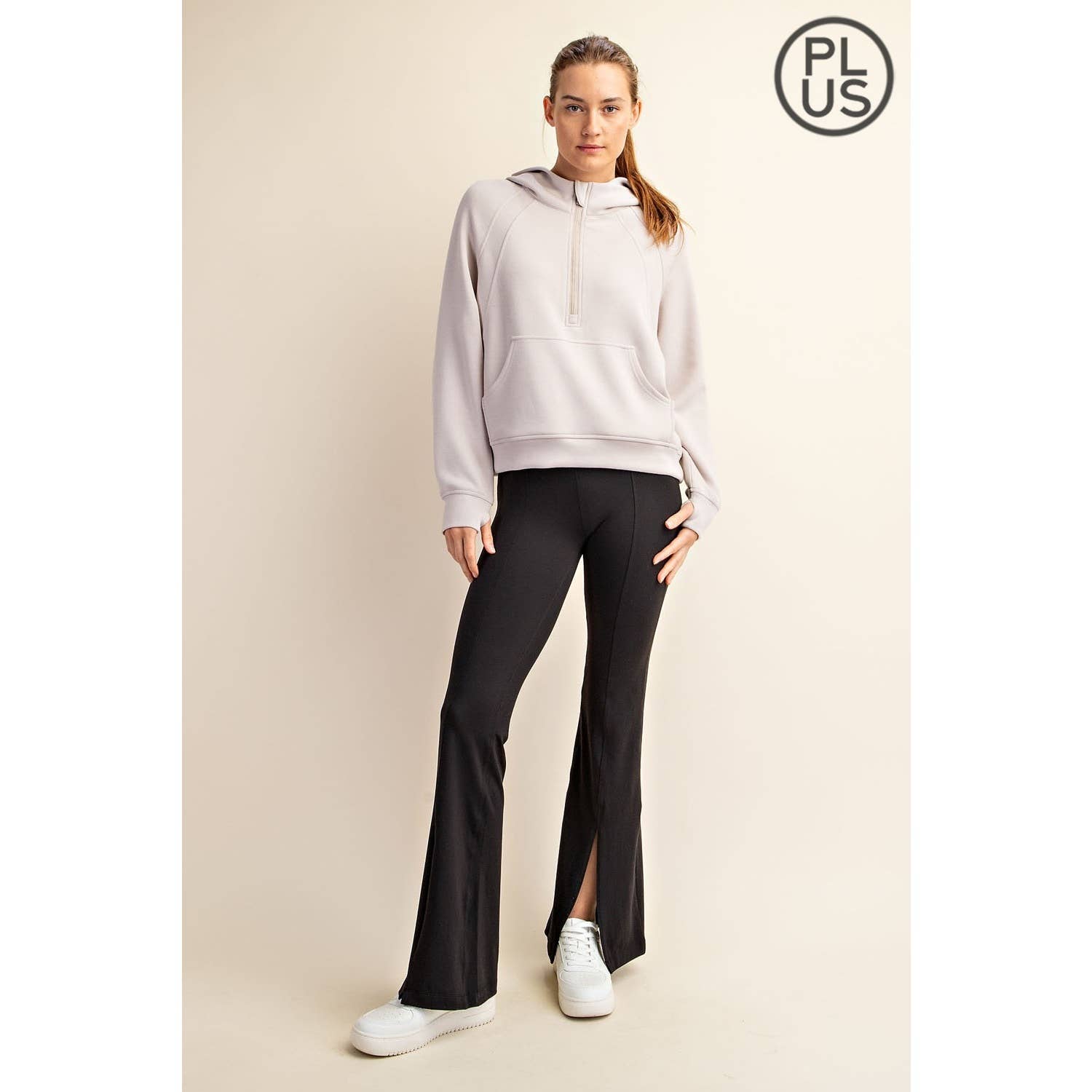 Rae Mode - Vente Veste de sport – femme - VESTE À CAPUCHE QUART DE ZIP EN SCUBA MODAL GRANDE TAILLE51