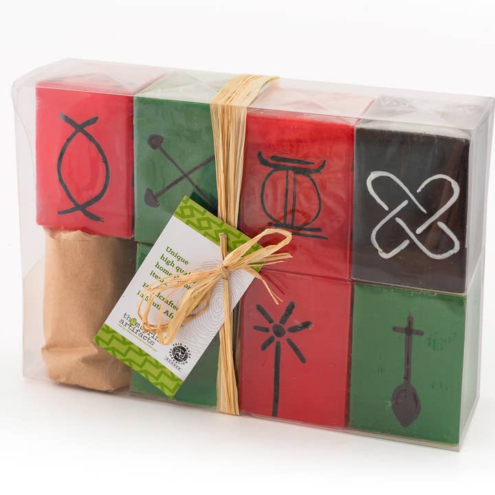 Thumbprint Artifacts - Wholesale Pillar Candle - Kwanzaa Candle - 7 Piece Cube Set