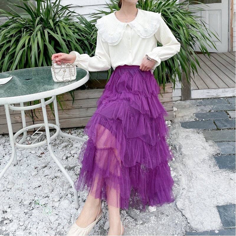 OceanusSwim - Wholesale Skirt - Women's - Sheer Mesh Layered Tulle Skirt1