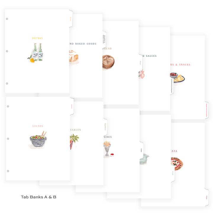 Onglets Index de recettes de luxe - 24 catégories pour la vente par The Illustrated Life