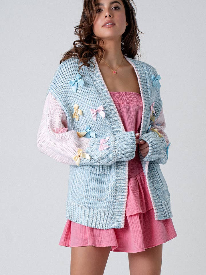 BLUE Cotton Candy Coquette Cardigan for wholesale on Faire