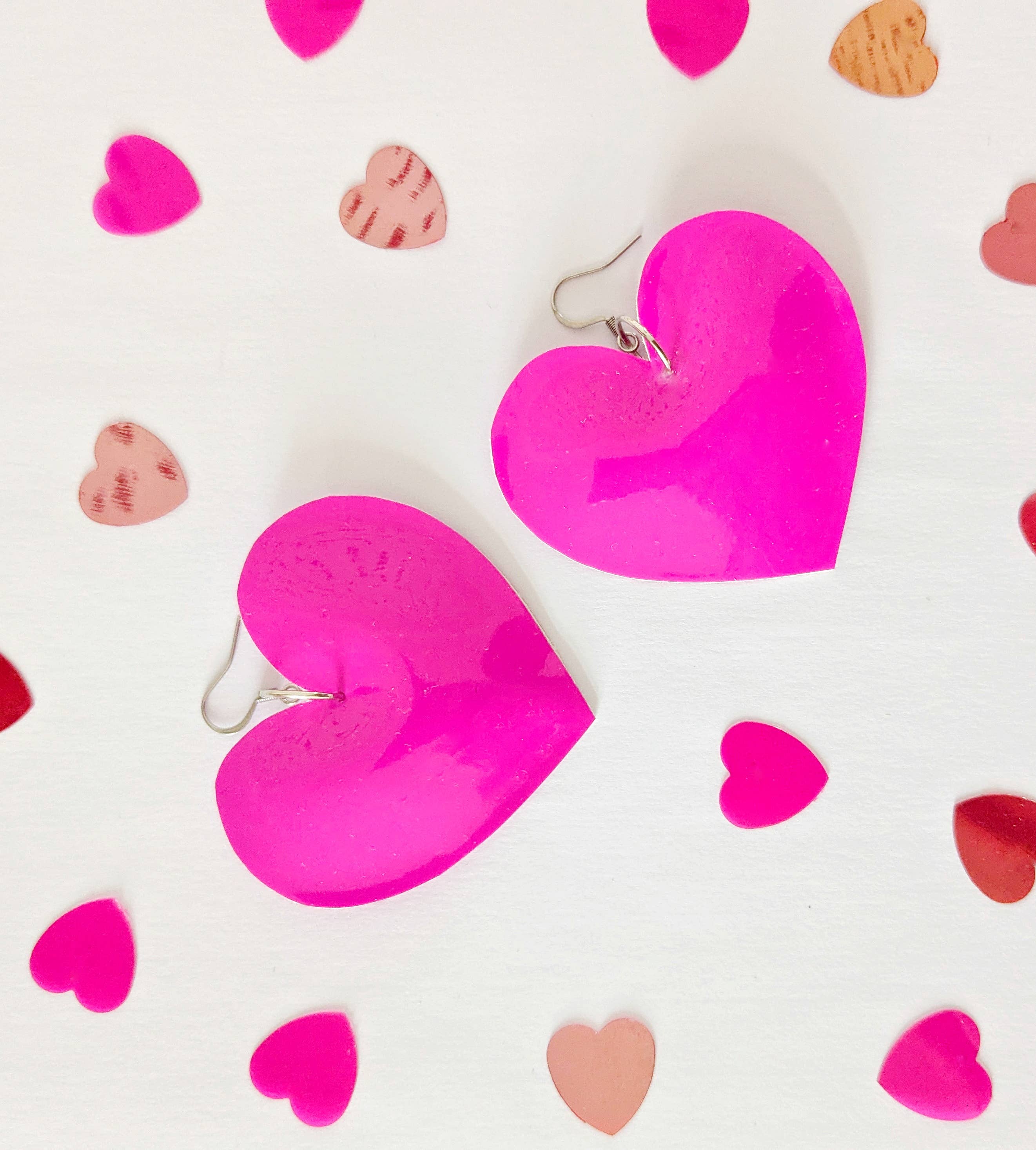 All The Discos - Wholesale Dangle Earrings - Patent Pink Heart Earrings2
