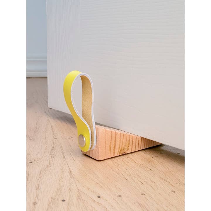 normal Behaviour - Wholesale Door Stop - Wooden Door Stop Wedge w/ leather hanging strap and antiskid1