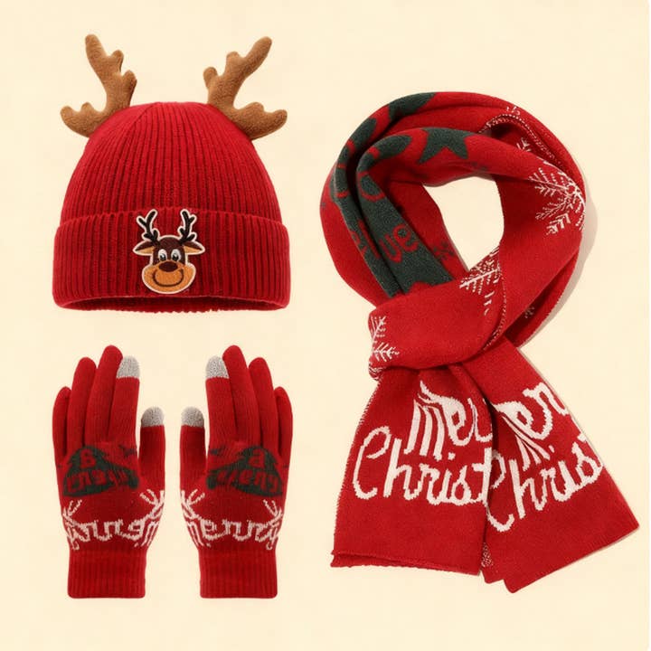 CHRISTMAS REINDEER CHILDREN'S THREE-PIECE SET_CWSS01360 for wholesale by DOUBLJU