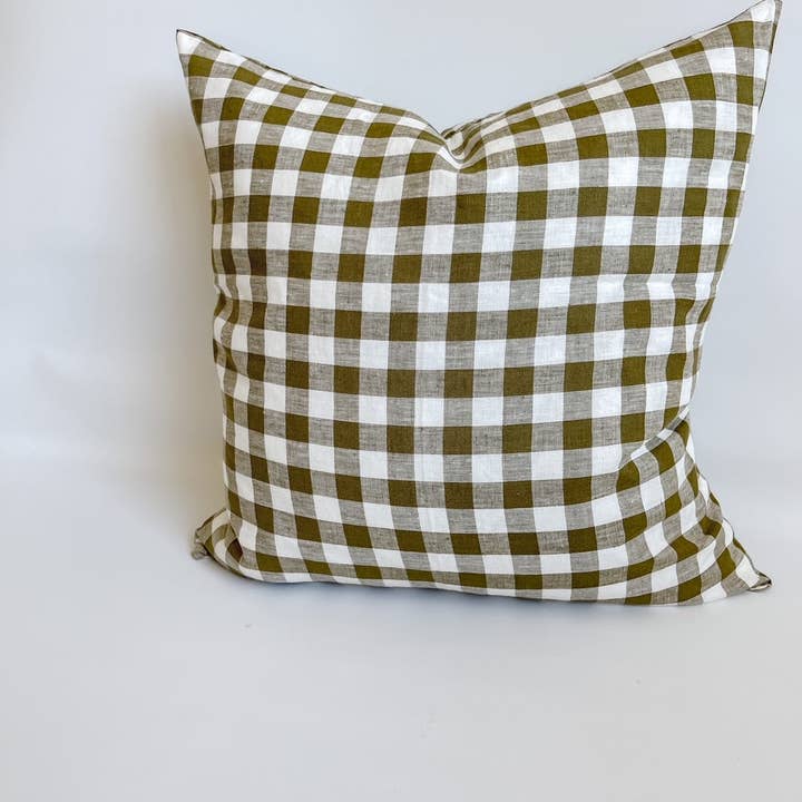 Mama and Tochter - Wholesale Throw pillow cover - Linen Cushion - Olive Gingham7