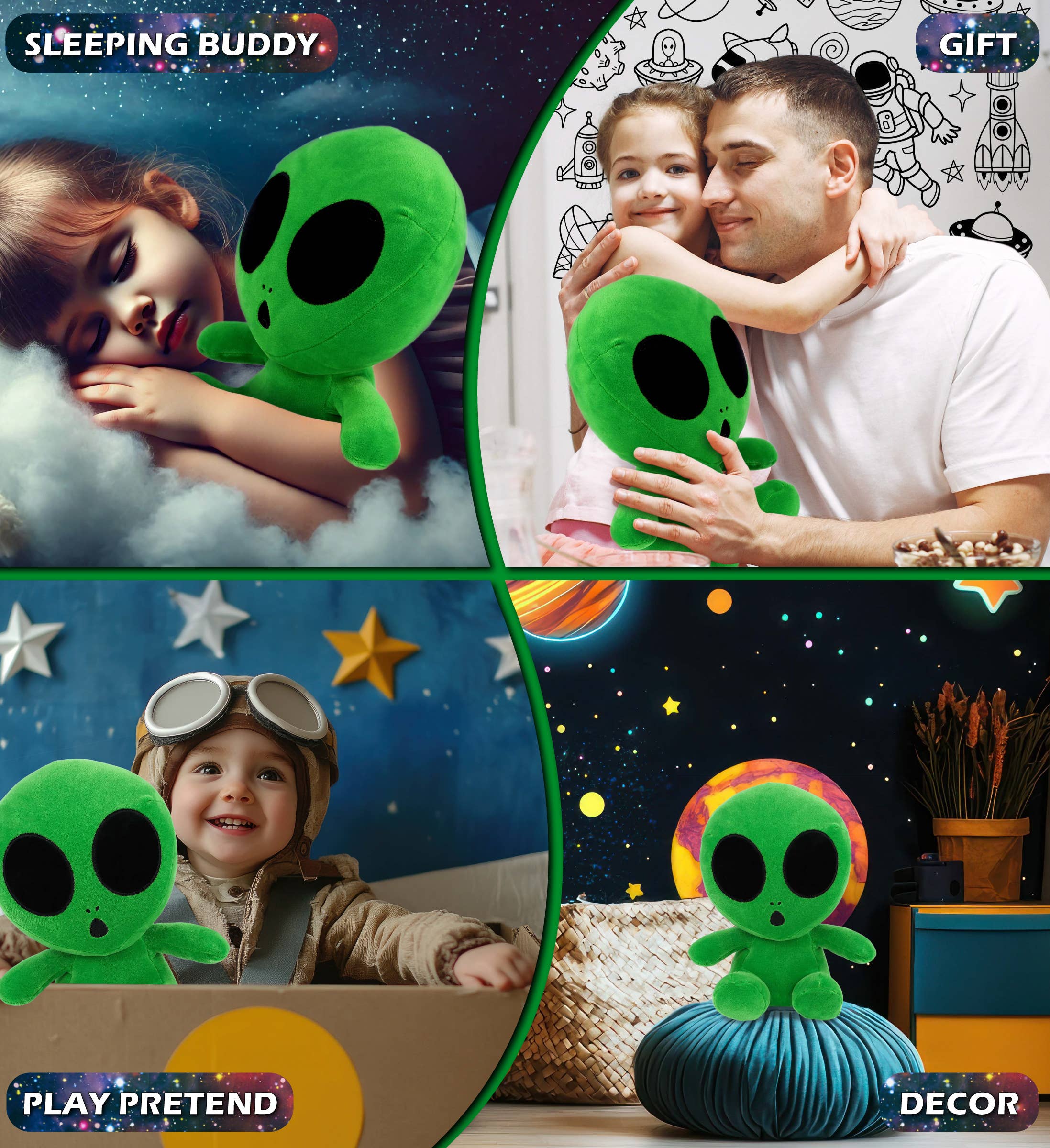 Cota Global - Vendita all'ingrosso Peluche - Bambini e neonati - Snug-Mooshies Peluche - Alieno Verde 12"3