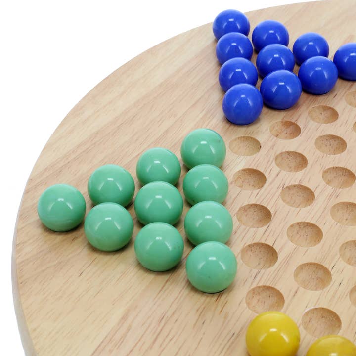 Wood Expressions - Wholesale Board Game - Wood Chinese Checkers Set with Glass Marbles - 11.5 Inch
