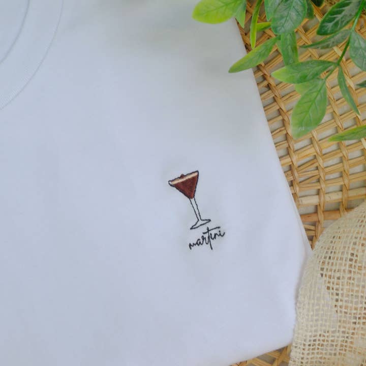 Embroidered T-shirt - Martini for wholesale by Juste un t-shirt