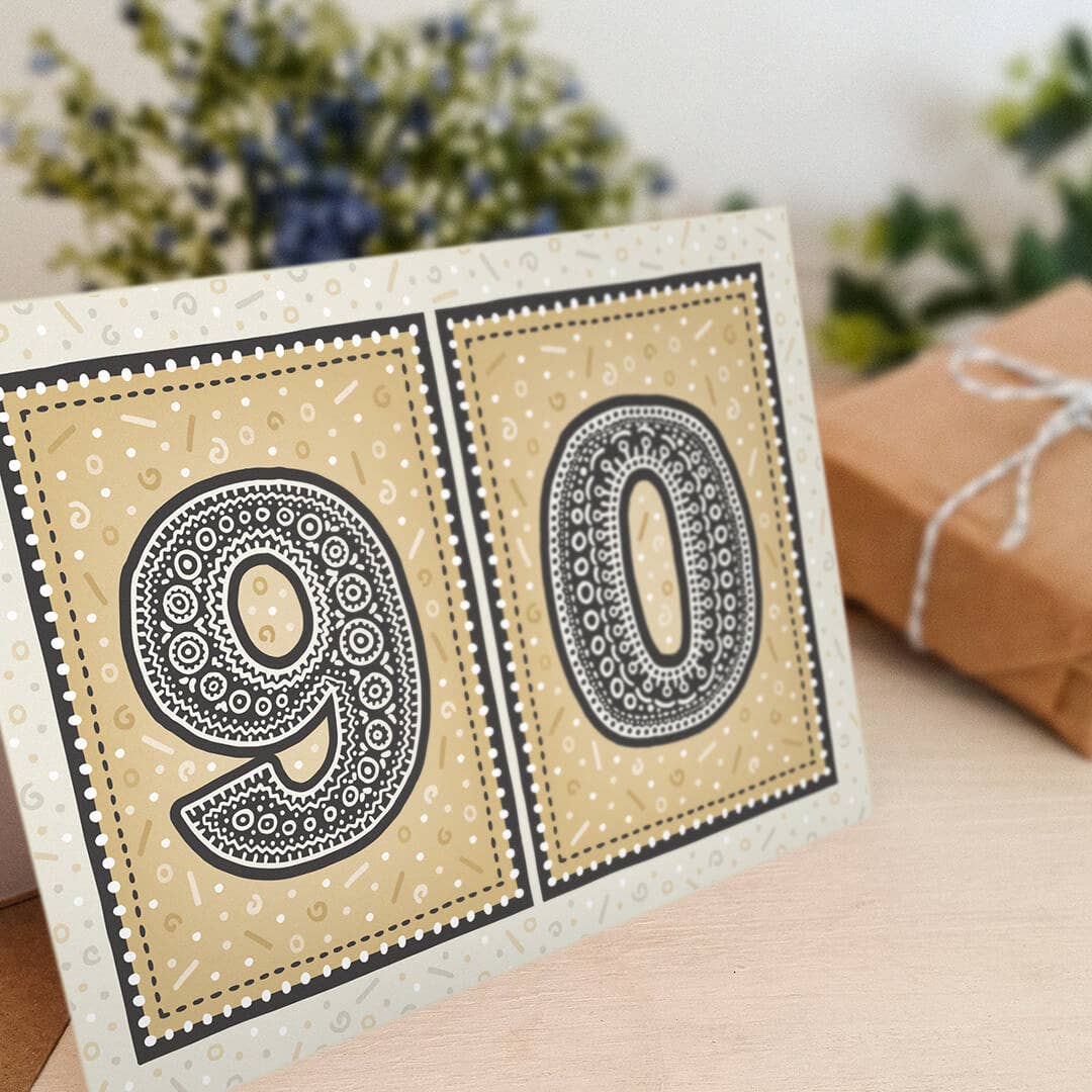 Jess A Little Creative - Wholesale Birthday Card - Unique Gold 90th Birthday Card2