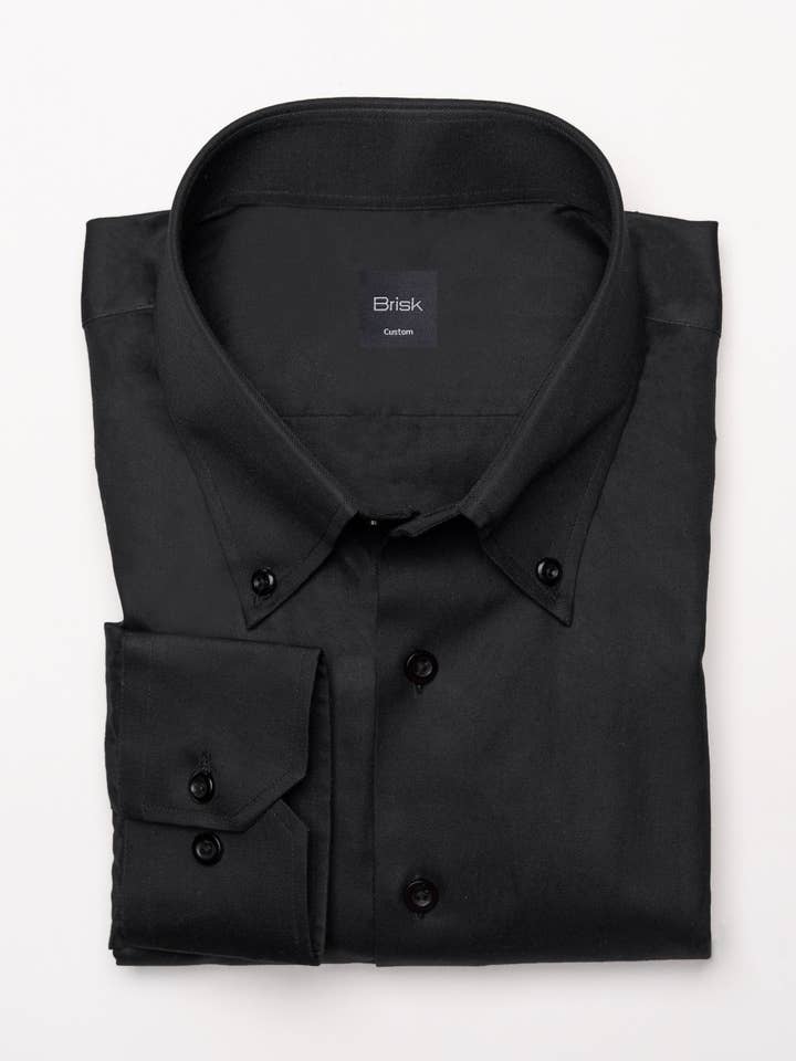 Jet Black Twill Shirt - Button Down Collar for wholesale by BRISK