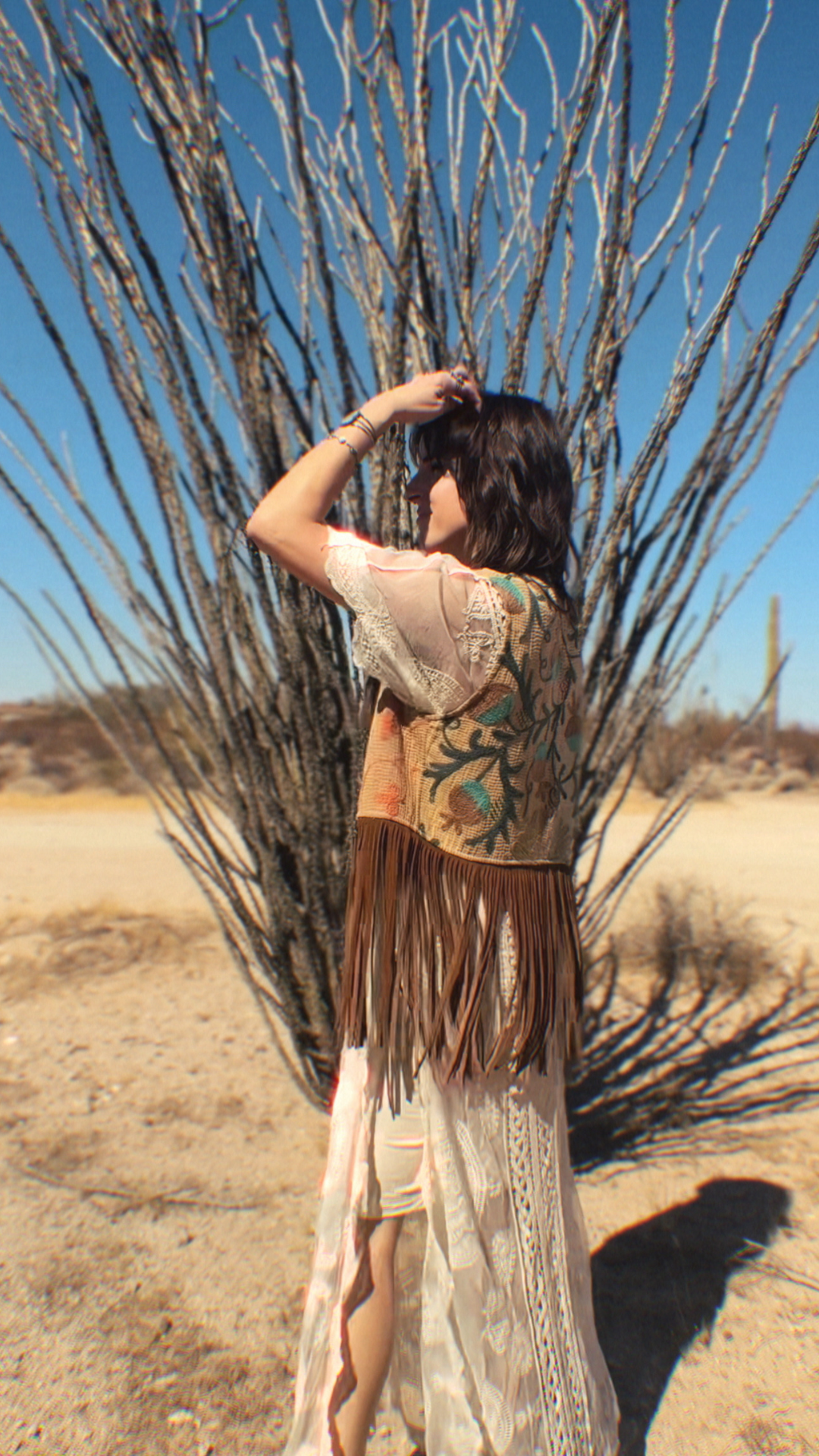 Wylder Trading Company - Wholesale Outerwear Vest - Women's - Boho Western Fringe Cowgirl Hippie Vest Leather Kantha16