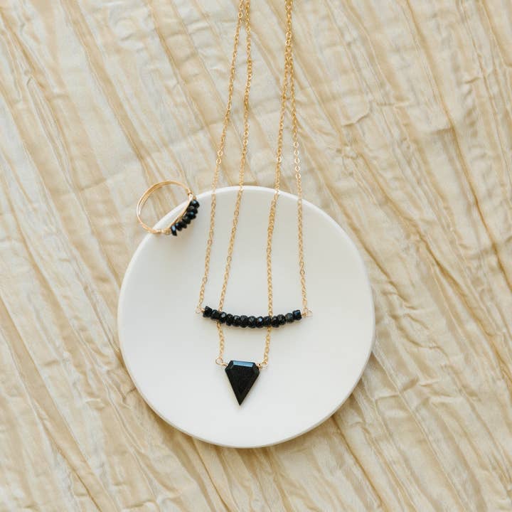 Seaflowerjewelry - Wholesale Pendant/Charm Necklace - Black tourmaline shield necklace minimalist layering jewelry3