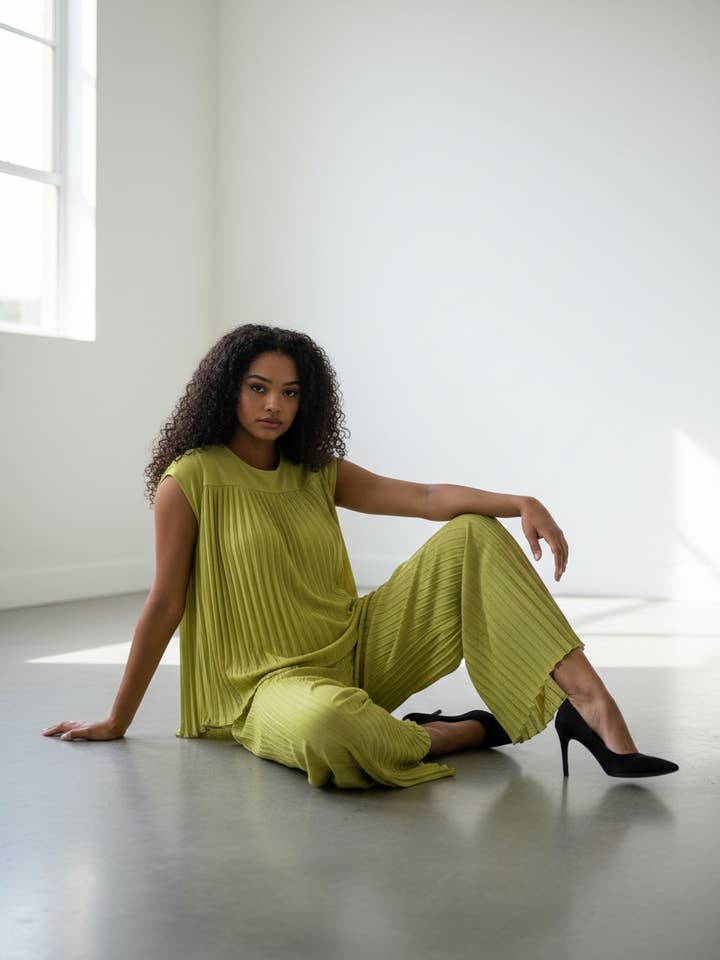 S25639-X PLUS SIZE 2PCS PLEATED TOP PANTS SET for wholesale by H&H Fashion Inc.