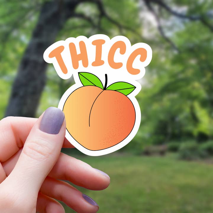 Mimic Gaming Co - Wholesale Sticker - Thicc Peach Emoji Pun Sticker - 3"