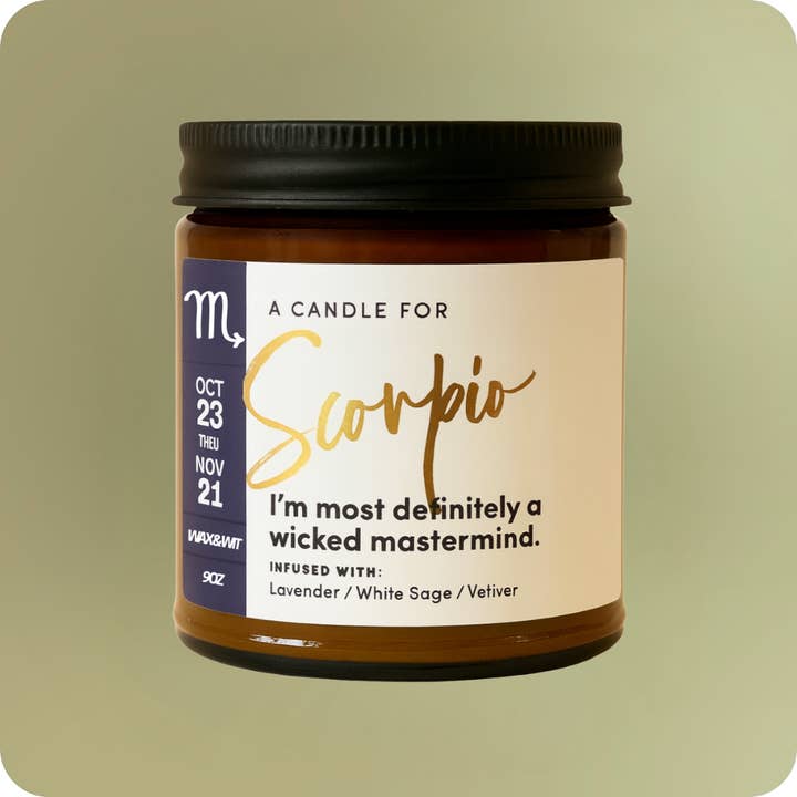 SCORPIONE 23 Ott-21 Nov Elemento Acqua per la vendita all'ingrosso da parte di Wax &. Wit Candles