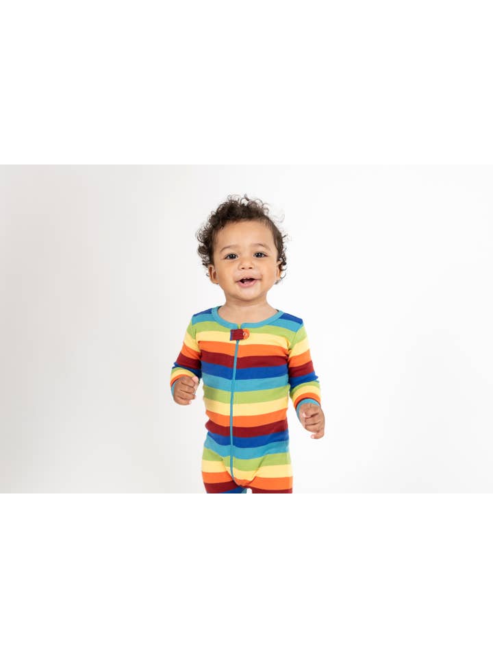 Leveret Pajamas – Großhandel Schlafanzug – Baby – Baby-Fußpyjama aus Baumwolle mit Herz- und Regenbogenmuster, Valentinstag11