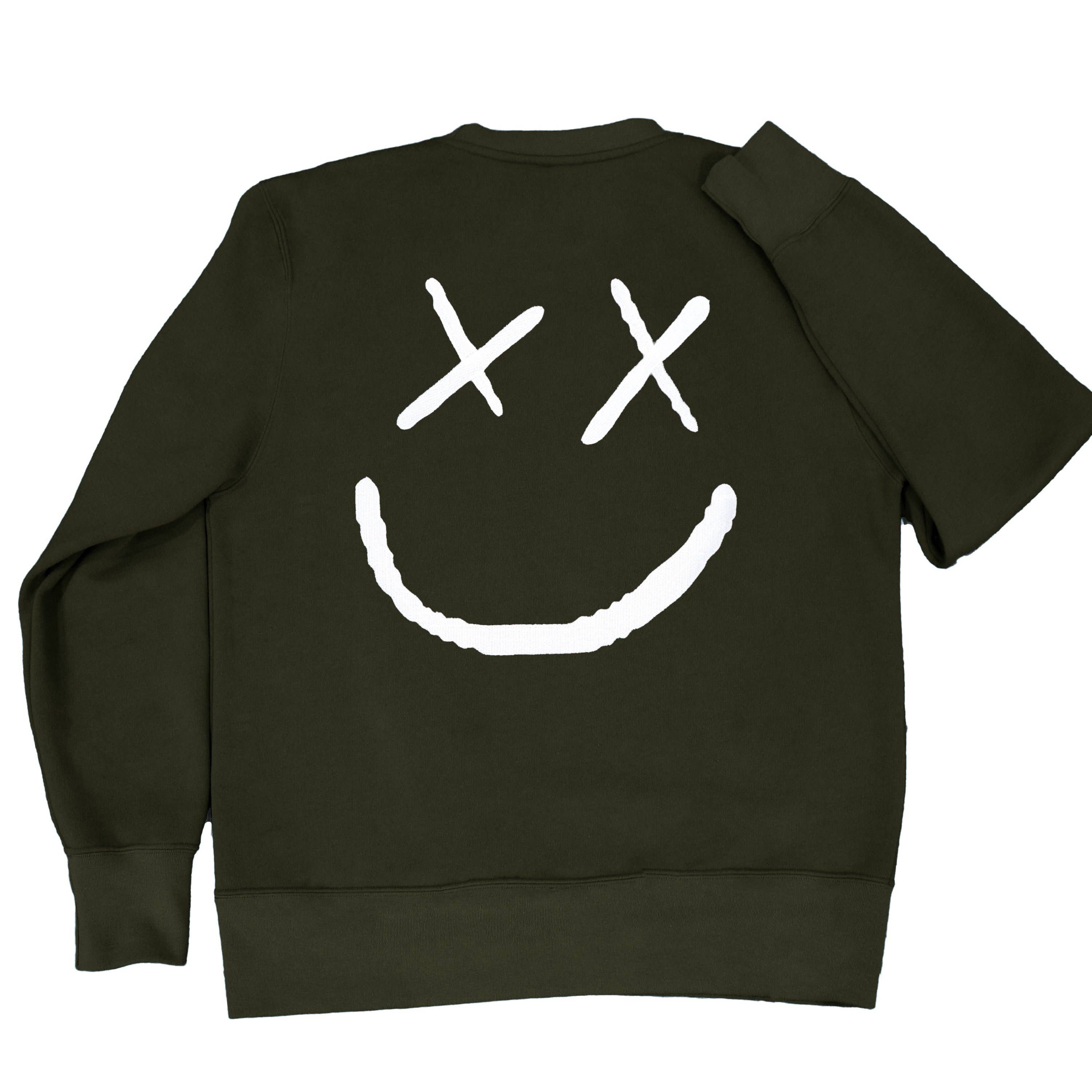 Aqüe Apparel - Wholesale Sweatshirt - Women's - HAPPY FACE KHAKI Sweatshirt0