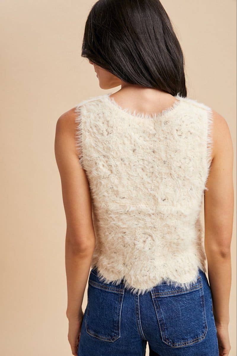 IVORY Eyelash Sequin Embellished Knit Tank Top for wholesale on Faire4